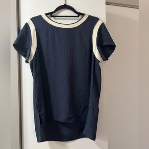 Rag & Bone navy and ivory silk blouse size L